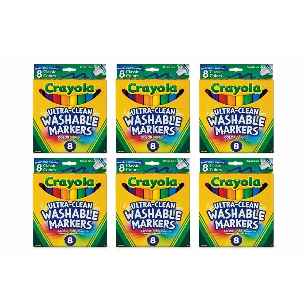 Crayola Ultra-Clean Washable Broad Line Markers 8ct ColorMAX -6 Packs (48 Total)